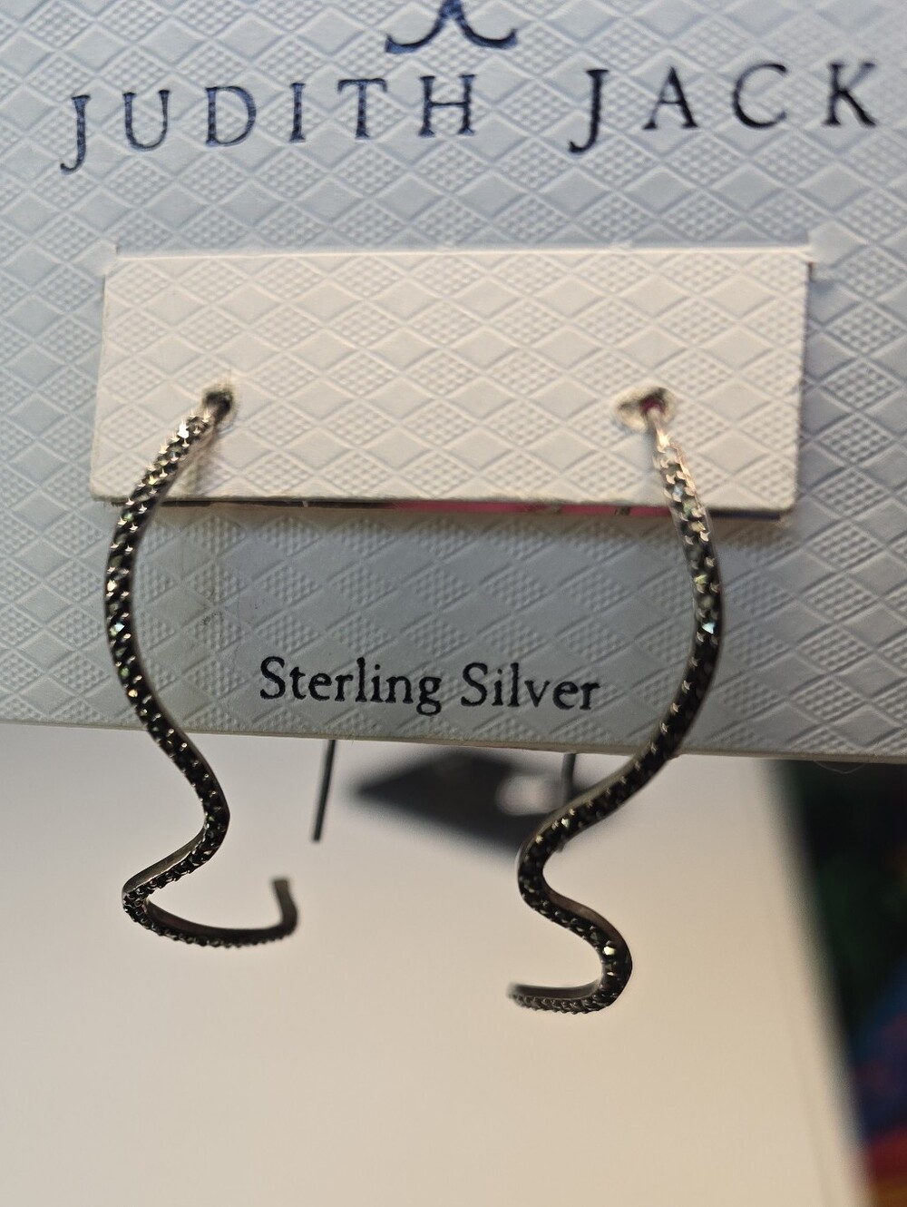 Judith Jack Marcasite Sterling Silver Wavy Hoop Drop Earrings